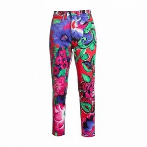 Versace Jeans Couture Vintage Abstract Floral Print Jeans Multicolor Size 28 42